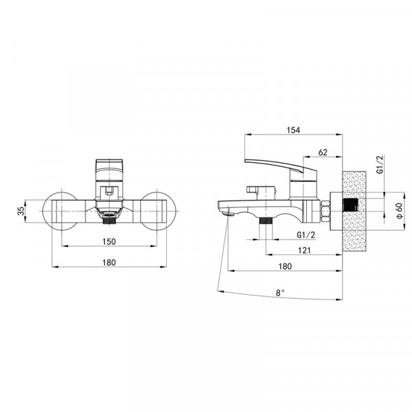 Змішувач для ванни Mixxus Premium Lazar 009 (EURO) (MI8271)