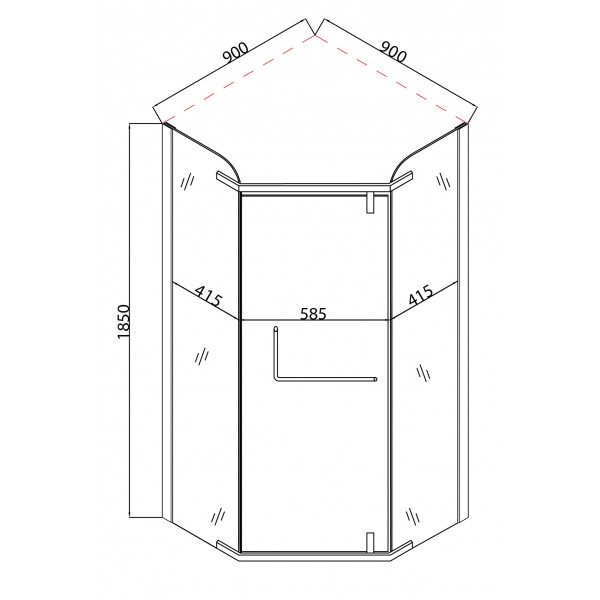 Душова кабіна без піддону Mixxus LINES SC01-90x90x185-TR CHROME прозоре скло 6мм (MI6915)