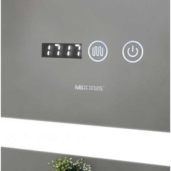 Дзеркало Mixxus LIGHT MR01-90x70 з Led Touch, Anti-fog, димером, регулятором яскравості, годинником (MI5999)