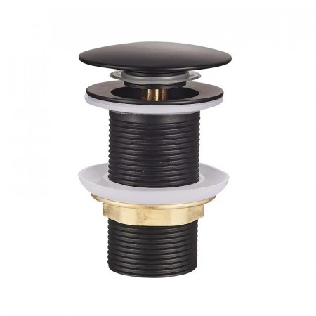 Донний клапан для раковини без переливу Champion POP-UP-02 BLACK автоматичний (Click-Clack) (Колір чорний) 1 1/4'' (CH0366)