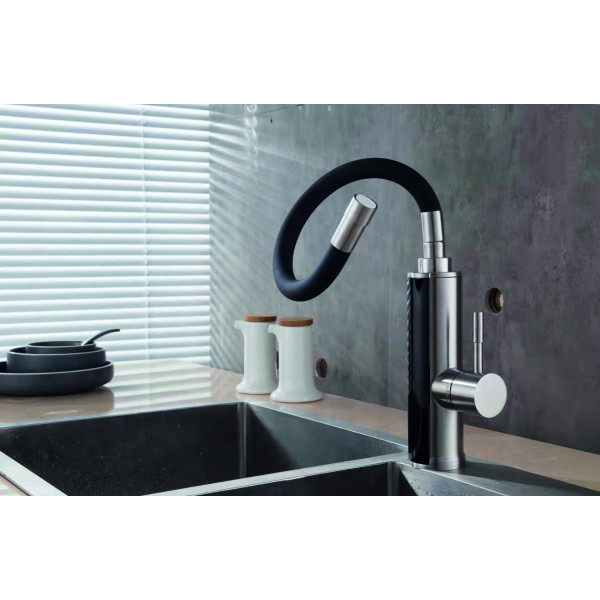 Водонагрівач 3,3 kW проточний, нержавіюча сталь, з індикатором температури, рефлекторний вилив, на мийку MIXXUS Electra 470-EF (колір чорний) (MX0773)