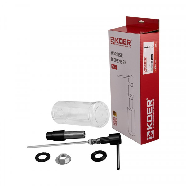 Дозатор для мийного засобу врізний Koer SDB-01-05 300 мл (колір чорний) (KR5626)