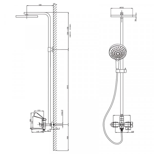 Душова колона зі змішувачем Mixxus Wilson 009-J Brushed Gold (Колір матове золото) (MI7124)