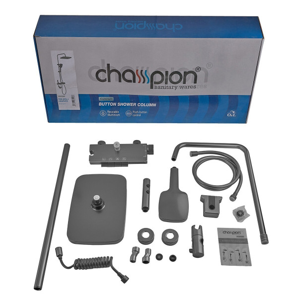 Душова колона Champion PBL-009-J Graphite зі змішувачем з кнопковим перемикачем, 4 режими (CH6500)