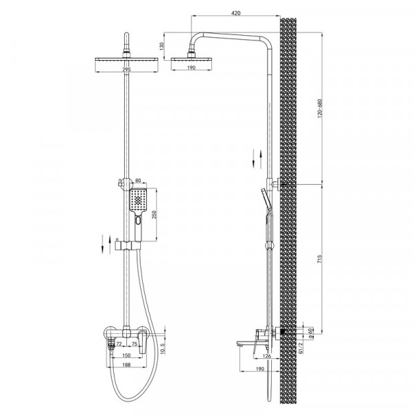Душова колона зі змішувачем Mixxus Premium Rubens 009-J (MI8255)