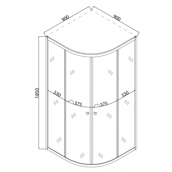 Душова кабіна без піддону Mixxus PLAIN SC01-90x90x185-TR CHROME прозоре скло 4мм (MI6899)