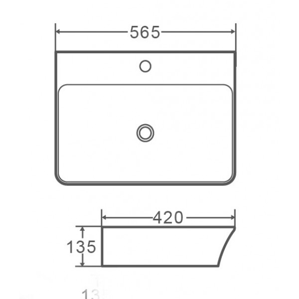 Умивальник накладний керамічний Mixxus Premium Bevel-0202 з переливом 560x415x125mm (MP6481)
