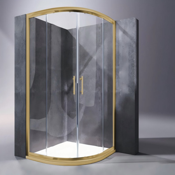 Душова кабіна без піддону Koer SR SC04-90x90x195-TR-12 прозоре скло Easy Clean 5мм Матове золото (KR5681)