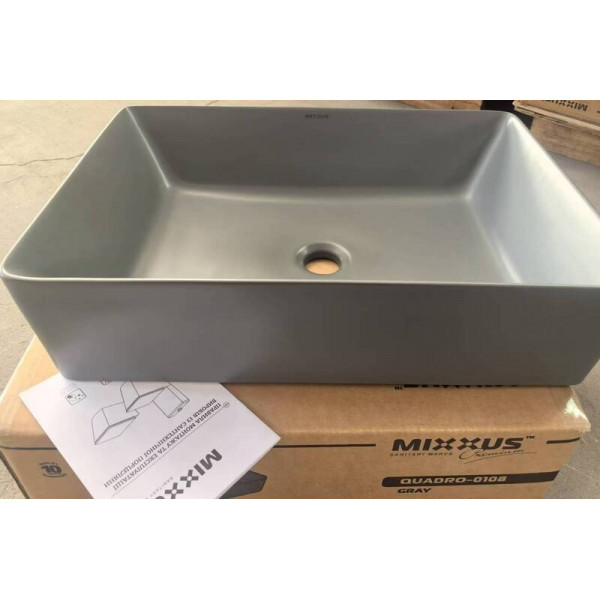 Раковина накладна Mixxus Premium QUADRO-0108 GRAY 550x390x145mm (MP6652)