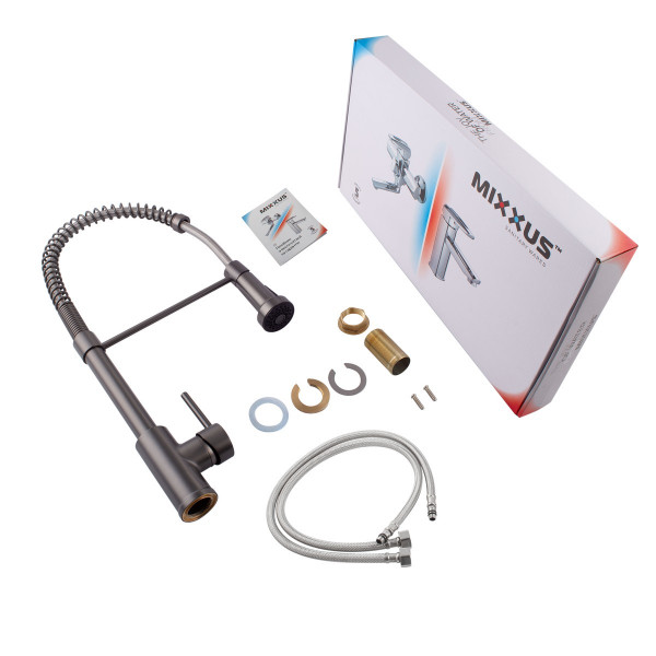 Змішувач для кухні з виливом пружина Mixxus Premium SPRING 017 GRAPHITE (MI6952)