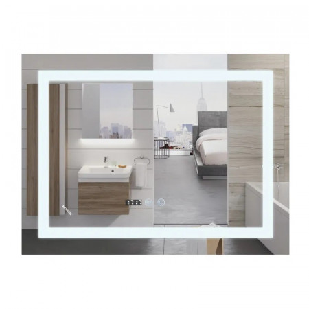 Дзеркало Mixxus WARM MR02-80x60 з Led Touch, Anti-fog, димером, регулятором яскравості, годинником (MI6004)