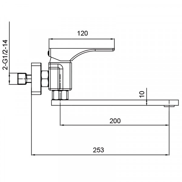 Змішувач для кухні настінний Koer KB-73010-01 (Колір хром) (KR3490)