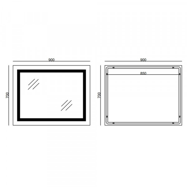 Дзеркало Mixxus STYLE MR13-90x70-Reverse з Led Touch, Anti-fog, димером, регулятором яскравості (MI6667)