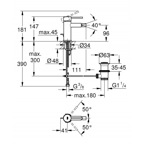 Змішувач з донним клапаном Grohe Essence (24178001)