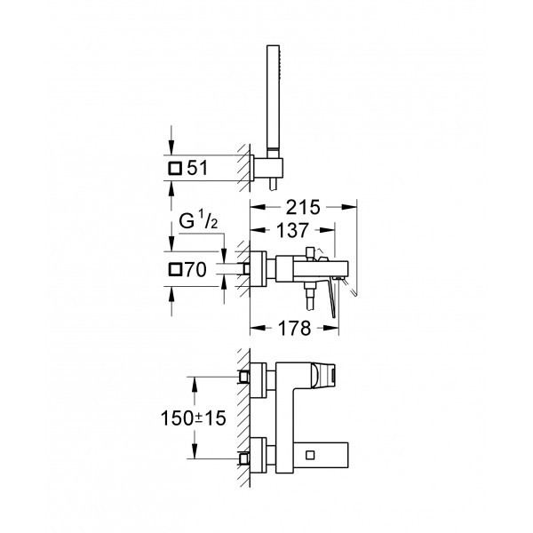 Змішувач для ванни Grohe Eurocube (23141000)