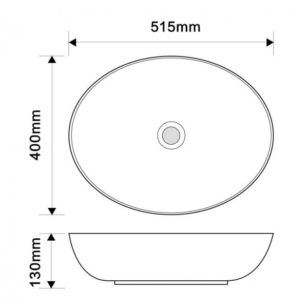 Раковина накладна Mixxus Premium ELLIPSE-0102 MARBLE 515х400х130mm (MP6552)