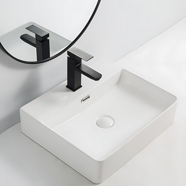 Раковина підвісна-накладна Mixxus Premium  QUADRO-0203 500x420x130mm (отвір під змішувач, перелив) (MP6718)