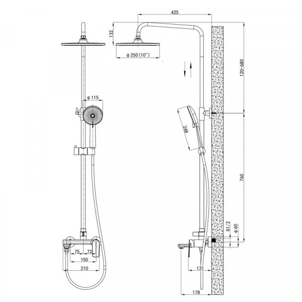 Душова колона зі змішувачем Mixxus Premium Matis 009-J (MI8265)