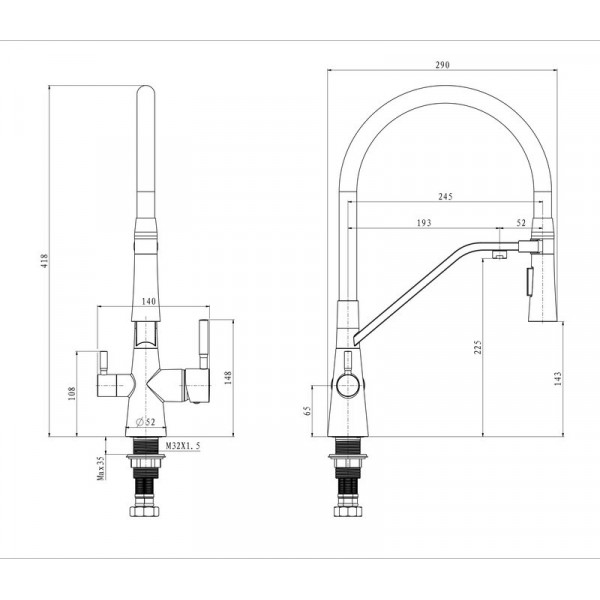 Змішувач для кухні Mixxus Premium Magnet 021 GRAPHITE REFL.BLACK (MI6975)