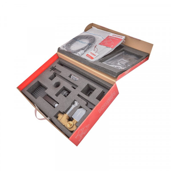 Вбудована душова система із змішувачем Koer KB-66009-05 (Колір чорний) (KR3509)