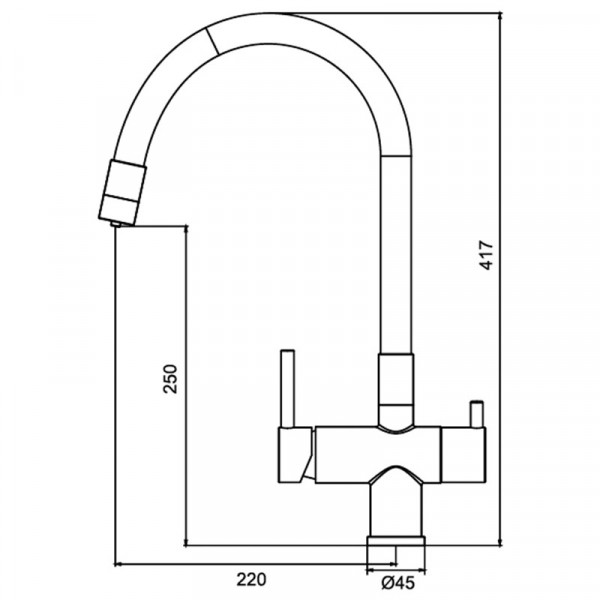 Кухонний змішувач з силік. виливом і вих. для питної води KOER KB-72002-01 (KR3383)