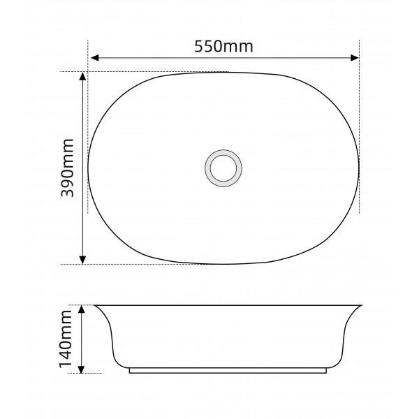 Раковина накладна Mixxus Premium ELLIPSE-0103 550х390х140mm (MP6553)