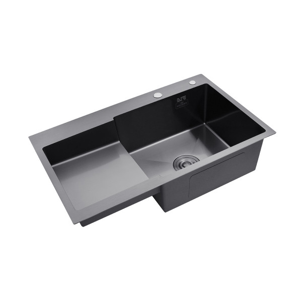 Комплект кухонна мийка Kroner Schwarze-7848RHM PVD + змішувач Edelstahl Klassisch-SCH035PVD + дозатор Spender-SCH049