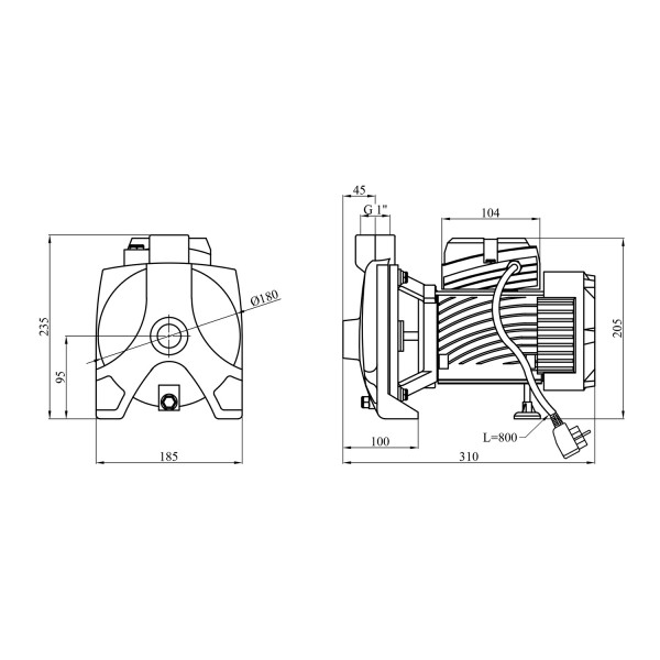 Насос поверхневий поливальний Pumpman TCP158 Нmax 33м Qmax 6куб.м 1