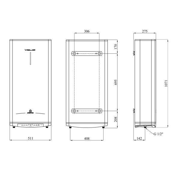 Водонагрівач Ariston Velis PRO 80 EU з мокрим ТЕНом 3626136