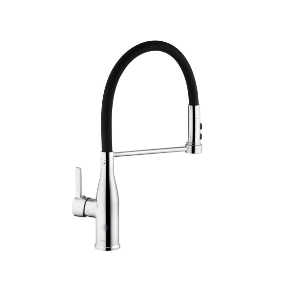 Комплект кухонна мийка Kroner Gebürstet-6050HM + змішувач Ersel-C03111BLK + дозатор Spender-016