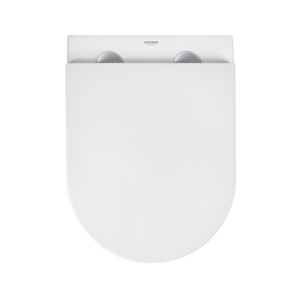 Унітаз підвісний безобідковий Kroner Harz WHI493736 RIMLESS з сидінням Slim Duroplast / Soft-close / Quick relase (KH493736WHIR)