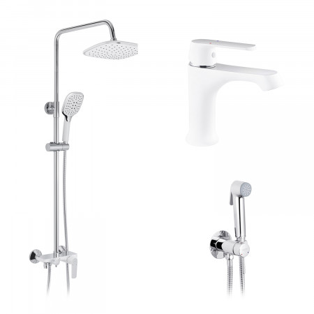 Набор 3 в 1 душевая система Kroner Armada-W063 + смеситель Armada-W010 + смеситель Bidet-C082