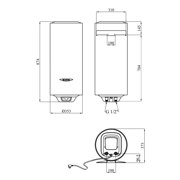 Водонагрівач Ariston Slim PRO1 ECO 50V 1,8K PL EU з мокрим ТЕНом 3626460