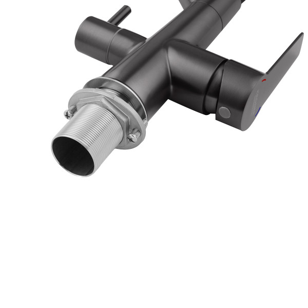 Комплект кухонна мийка Kroner Schwarze-6350HM PVD + змішувач Edelstahl Klassisch-PVD03817BLK + дозатор Spender-026