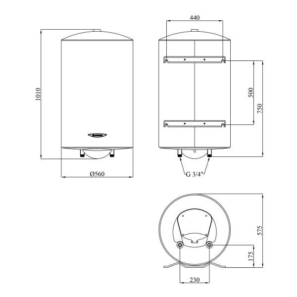 Водонагрівач Ariston ARI 150 VERT 560 THER MO EU з мокрим ТЕНом 3000326