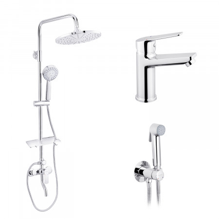 Набор 3 в 1 душевая система Kroner Armada-C064K + смеситель Hagen-C010 + смеситель Bidet-C082