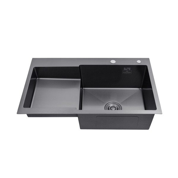 Комплект кухонна мийка Kroner Schwarze-7848RHM PVD + змішувач Edelstahl Klassisch-SCH035PVD + дозатор Spender-SCH049