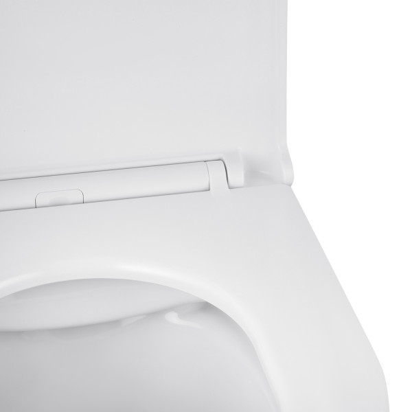 Унітаз підвісний безобідковий Kroner Harz WHI493736 RIMLESS з сидінням Slim Duroplast / Soft-close / Quick relase (KH493736WHIR)
