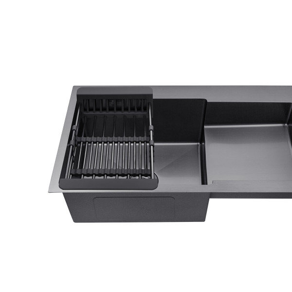 Комплект кухонна мийка Kroner Schwarze-7848LHM PVD + змішувач Edelstahl Klassisch-SCH035PVD + дозатор Spender-SCH049