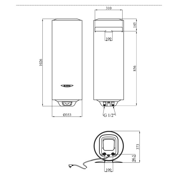 Водонагрівач Ariston Slim PRO1 ECO 65V 1,8K PL EU з мокрим ТЕНом 3626461