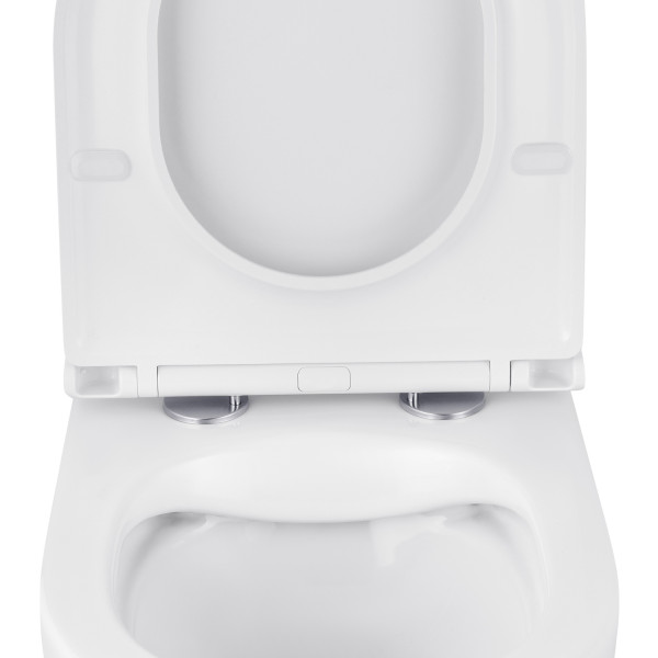 Унітаз підвісний безобідковий Kroner Harz WHI493736 RIMLESS з сидінням Slim Duroplast / Soft-close / Quick relase (KH493736WHIR)