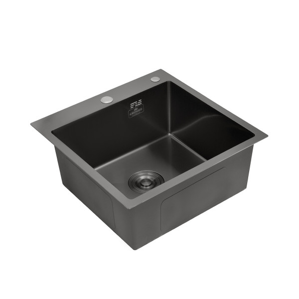 Комплект кухонна мийка Kroner Schwarze-4545HM PVD + змішувач Edelstahl Klassisch-SCH035PVD + дозатор Spender-026