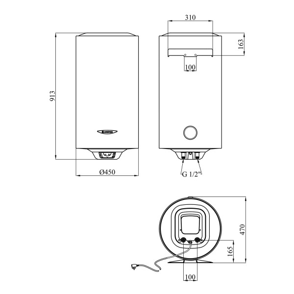Водонагрівач Ariston PRO1 R 100 V 1,8K PL DRY HEATER з сухим ТЕНом 3201856
