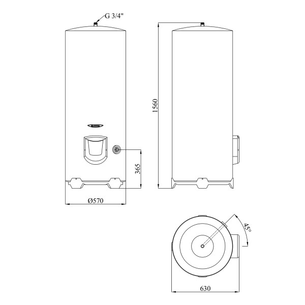 Водонагрівач Ariston ARI 300 STAB 570 THER MO EU з мокрим ТЕНом 3000597