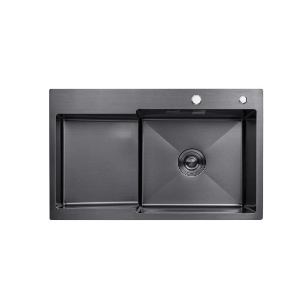 Комплект кухонна мийка Kroner Schwarze-7848RHM PVD + змішувач Edelstahl Klassisch-SCH035PVD + дозатор Spender-SCH049