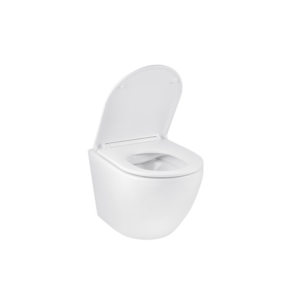 Унітаз підвісний безобідковий Kroner Harz WHI493736 RIMLESS з сидінням Slim Duroplast / Soft-close / Quick relase (KH493736WHIR)