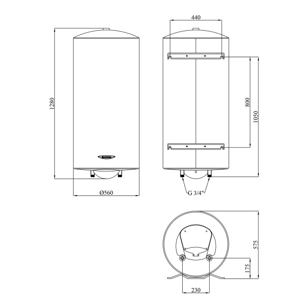 Водонагрівач Ariston ARI 200 VERT 560 THER MO EU з мокрим ТЕНом 3000327