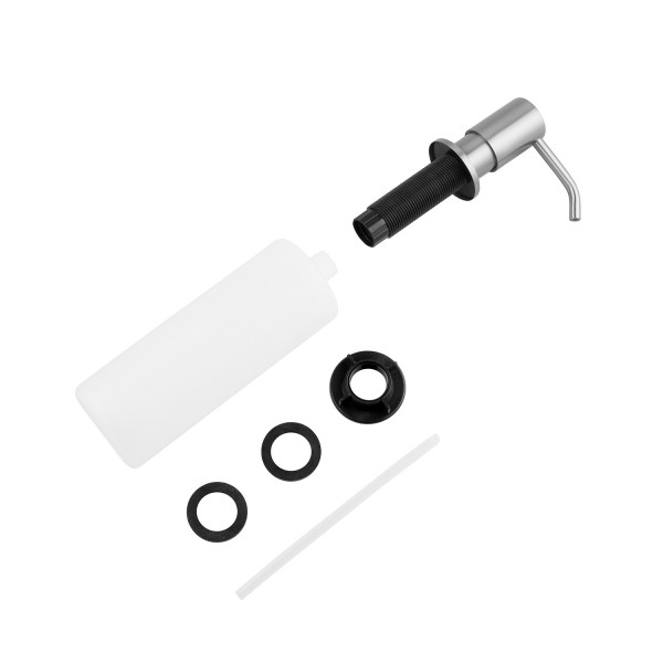 Комплект кухонна мийка Kroner Gebürstet-6350RHM + змішувач Küche-C031BLK + дозатор Spender-ECG049