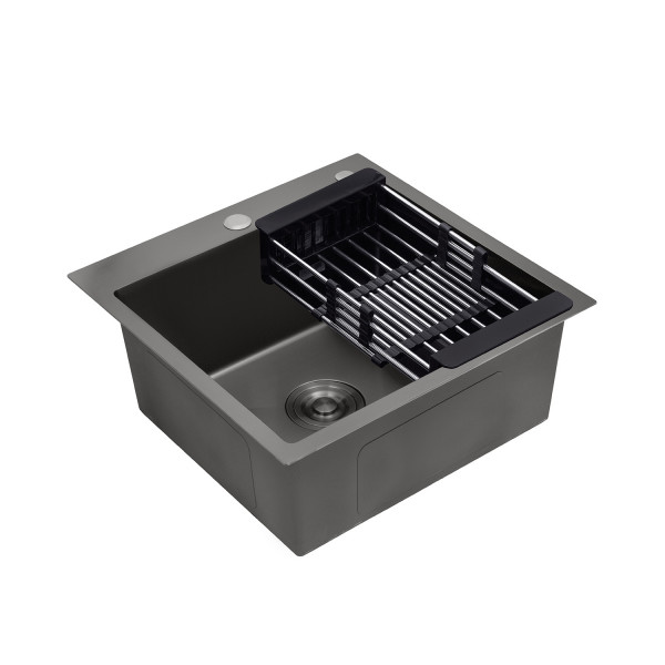 Комплект кухонна мийка Kroner Schwarze-4545HM PVD + змішувач Edelstahl Klassisch-SCH035PVD + дозатор Spender-026