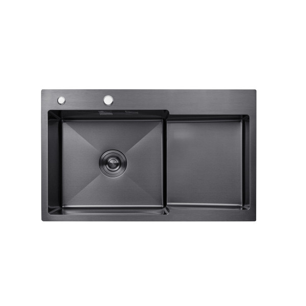 Комплект кухонна мийка Kroner Schwarze-7848LHM PVD + змішувач Edelstahl Klassisch-SCH035PVD + дозатор Spender-SCH049
